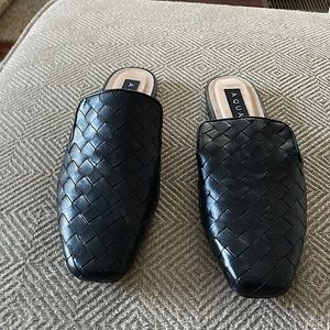 Black woven mule slides.The brand is Aqua from Bloomingdales. Worn twice